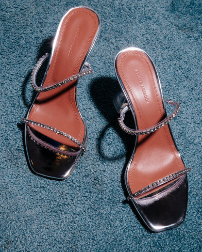 Amina Muaddi Gilda 70 Glass Sandals size 37