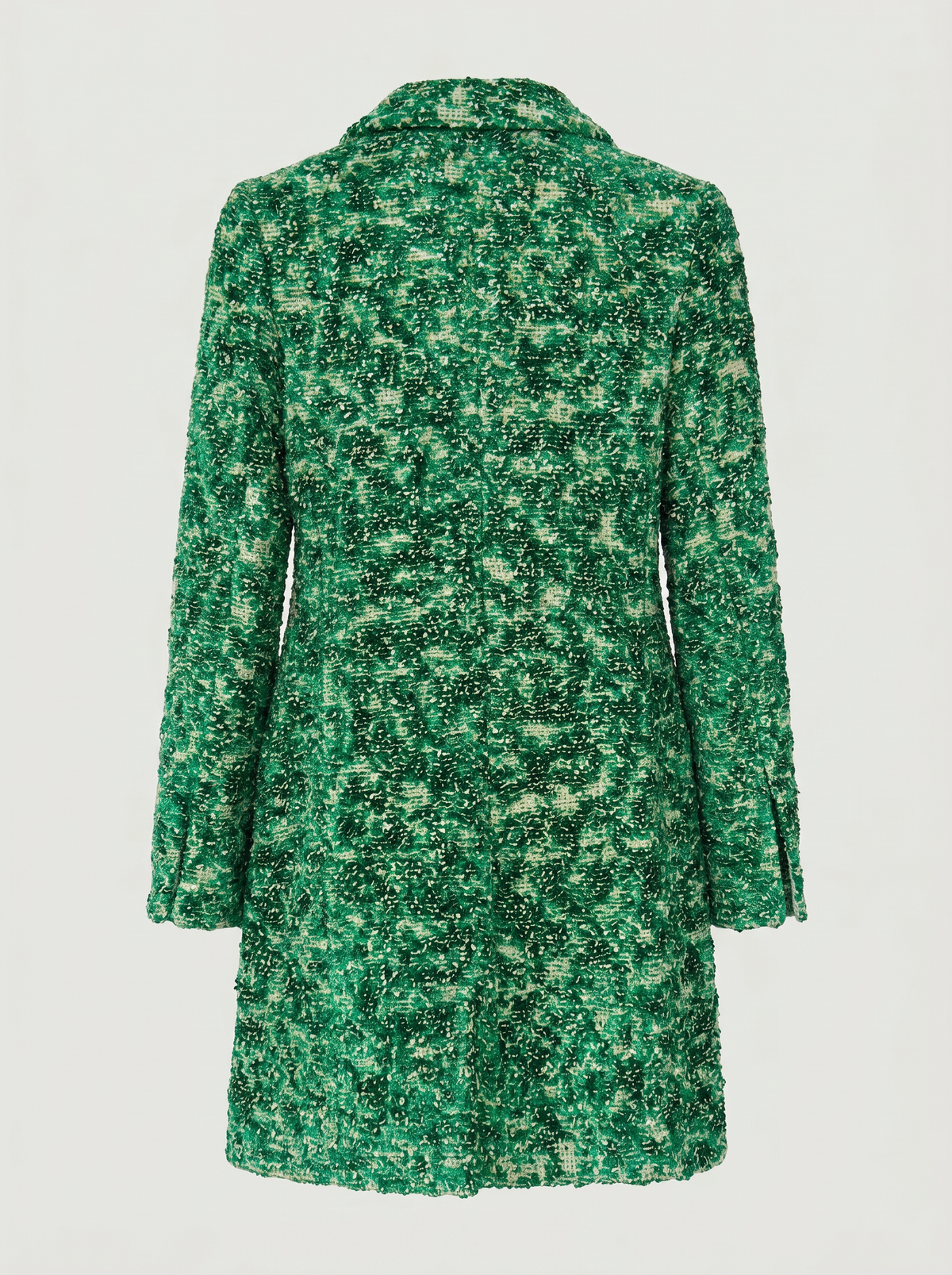 Manteau Bottega Veneta Daniel Lee FW21, tweed chenille, motif animalier, taille IT 40