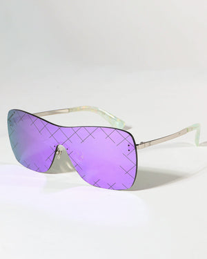 Chanel Airlines Runway SS2016 Runway Shield Purple Mirror Sunglasses