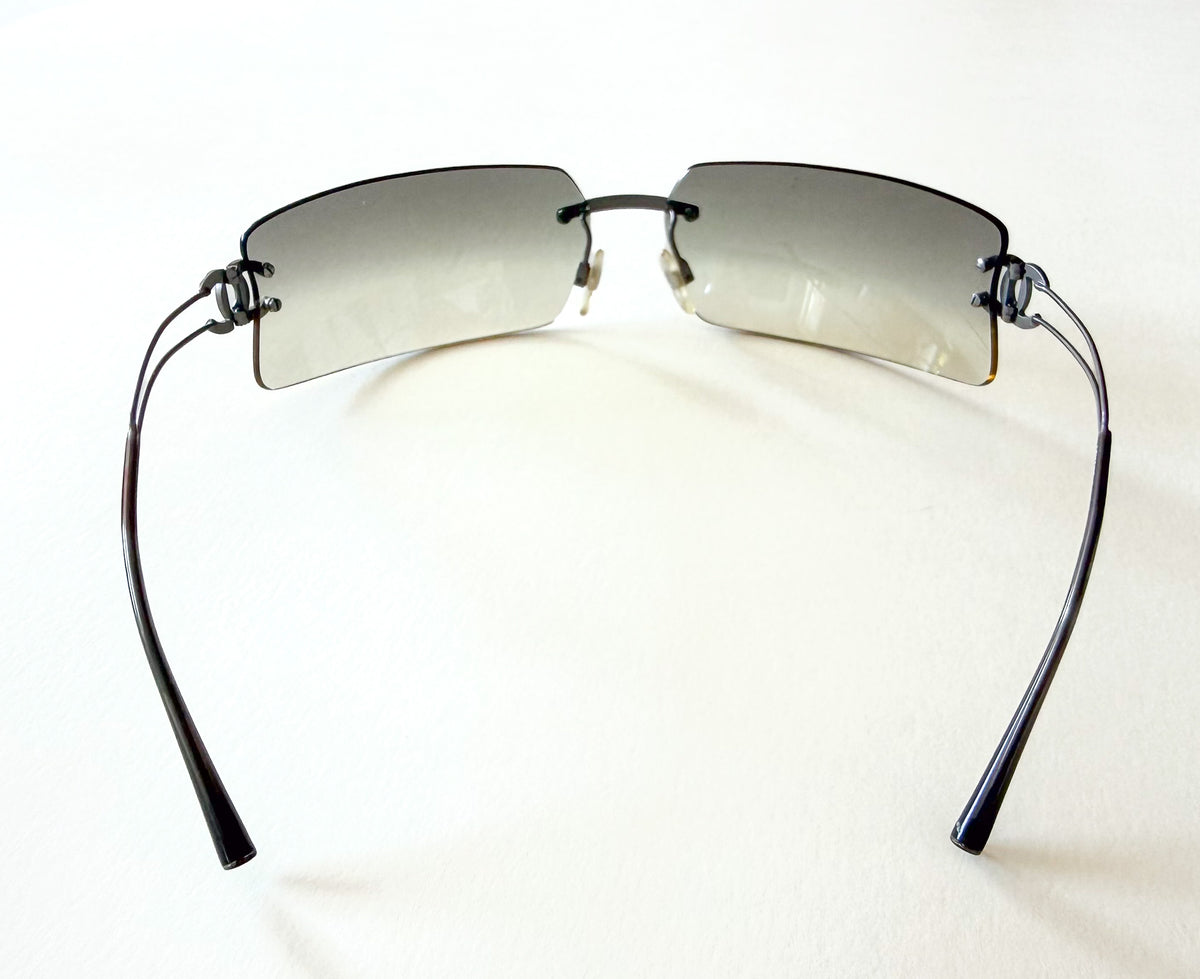 Okulary Chanel Y2K rimless, srebrne, logo CC, era Karla Lagerfelda