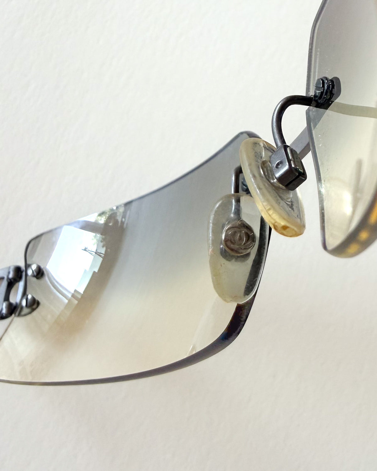 Okulary Chanel Y2K rimless, srebrne, logo CC, era Karla Lagerfelda