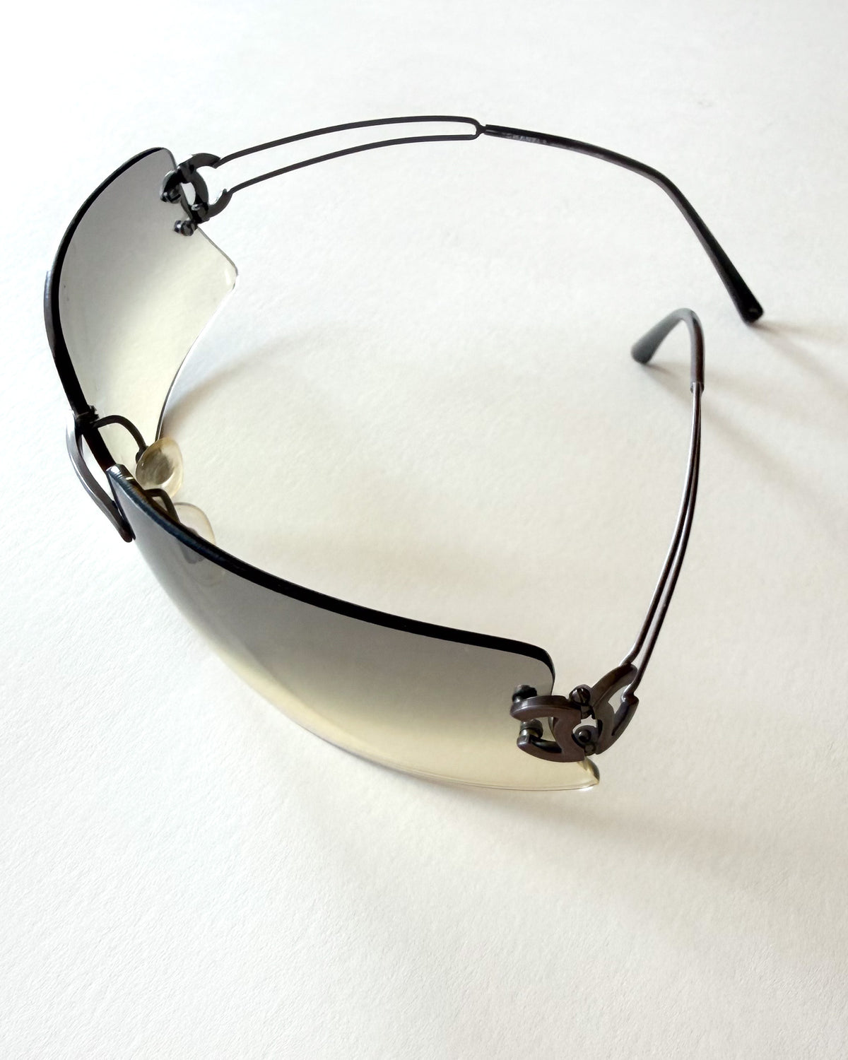 Okulary Chanel Y2K rimless, srebrne, logo CC, era Karla Lagerfelda