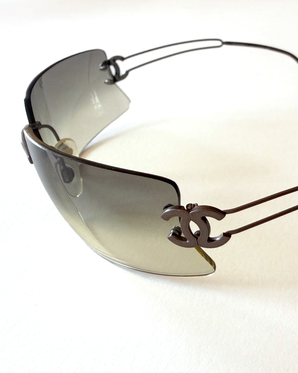 Okulary Chanel Y2K rimless, srebrne, logo CC, era Karla Lagerfelda