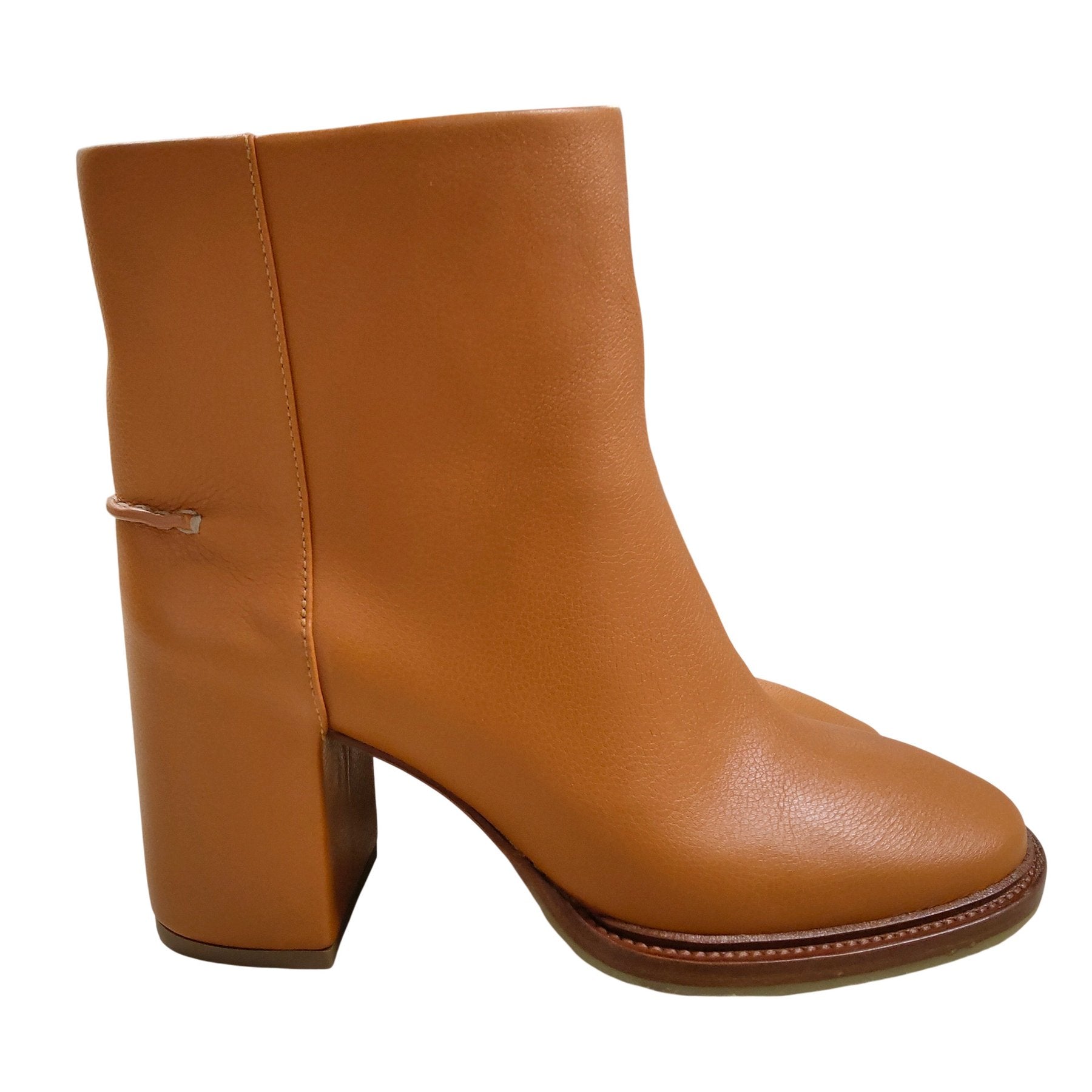 Botki Chloé Edith, skóra cielęca camel, obcas 75 mm, rozmiar 38 (odpowiada 37)