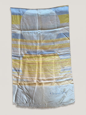 Apaszka Dior vintage, jedwab, geometryczny wzór z okręgami, lata 80.