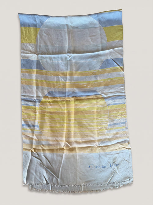 Apaszka Dior vintage, jedwab, geometryczny wzór z okręgami, lata 80.