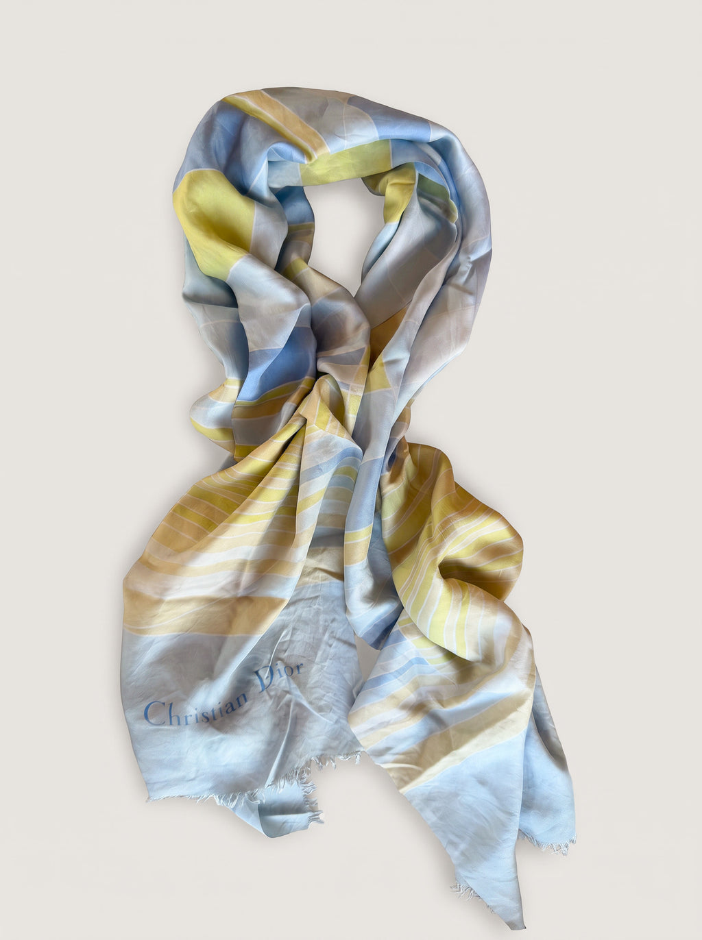 Écharpe Dior vintage en soie, motif géométrique à cercles, années 80