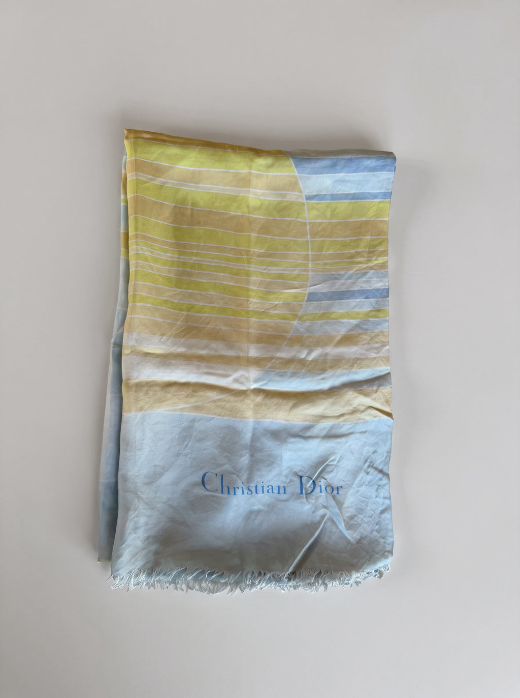 Écharpe Dior vintage en soie, motif géométrique à cercles, années 80