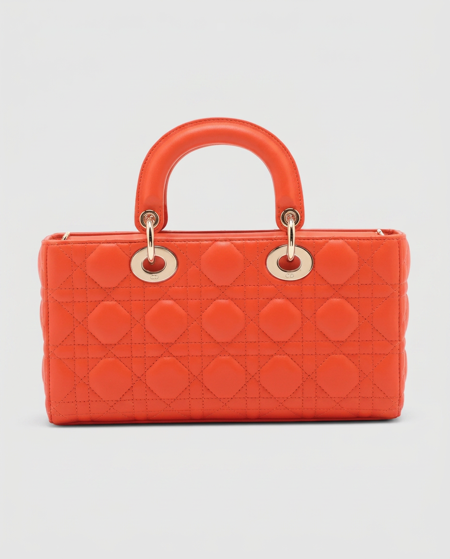 Dior Lady D-Joy Medium bag, orange lambskin, 2022