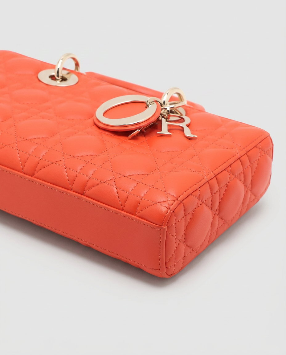 Dior Lady D-Joy Medium bag, orange lambskin, 2022