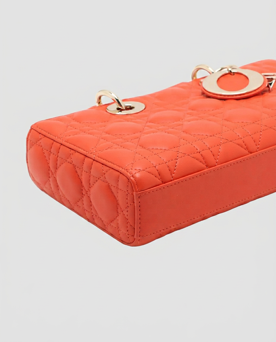 Dior Lady D-Joy Medium bag, orange lambskin, 2022