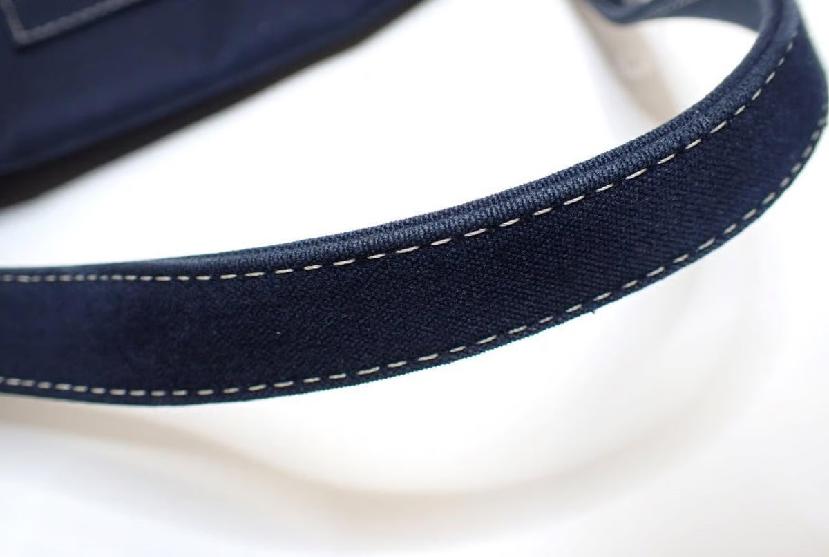 Fendi Baguette bag, navy canvas, enamel buckle