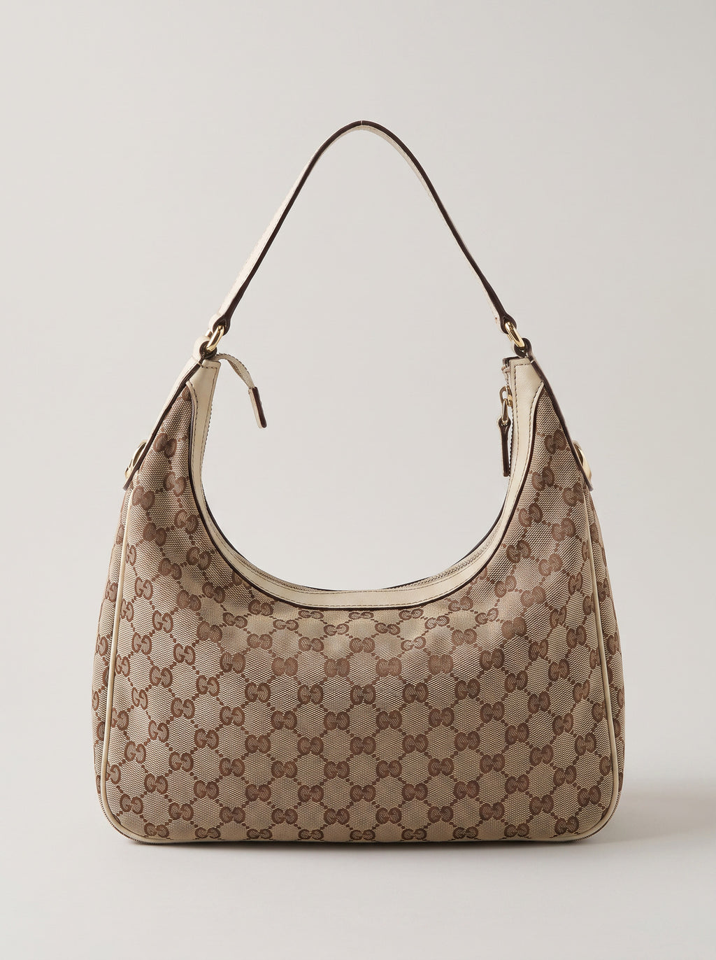 Gucci Charmy hobo bag, GG canvas and leather, beige and white