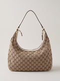 Gucci Charmy hobo bag, GG canvas and leather, beige and white