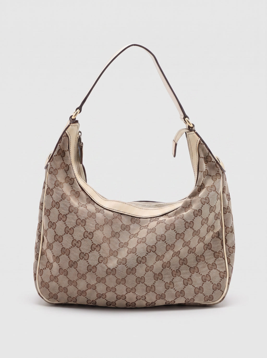 Gucci Charmy hobo bag, GG canvas and leather, beige and white