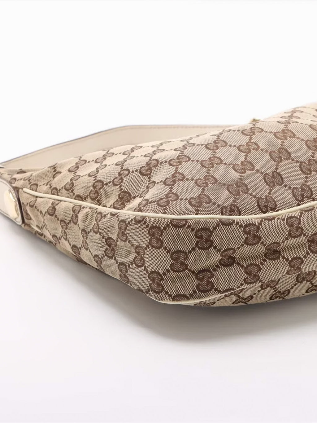 Gucci Charmy hobo bag, GG canvas and leather, beige and white