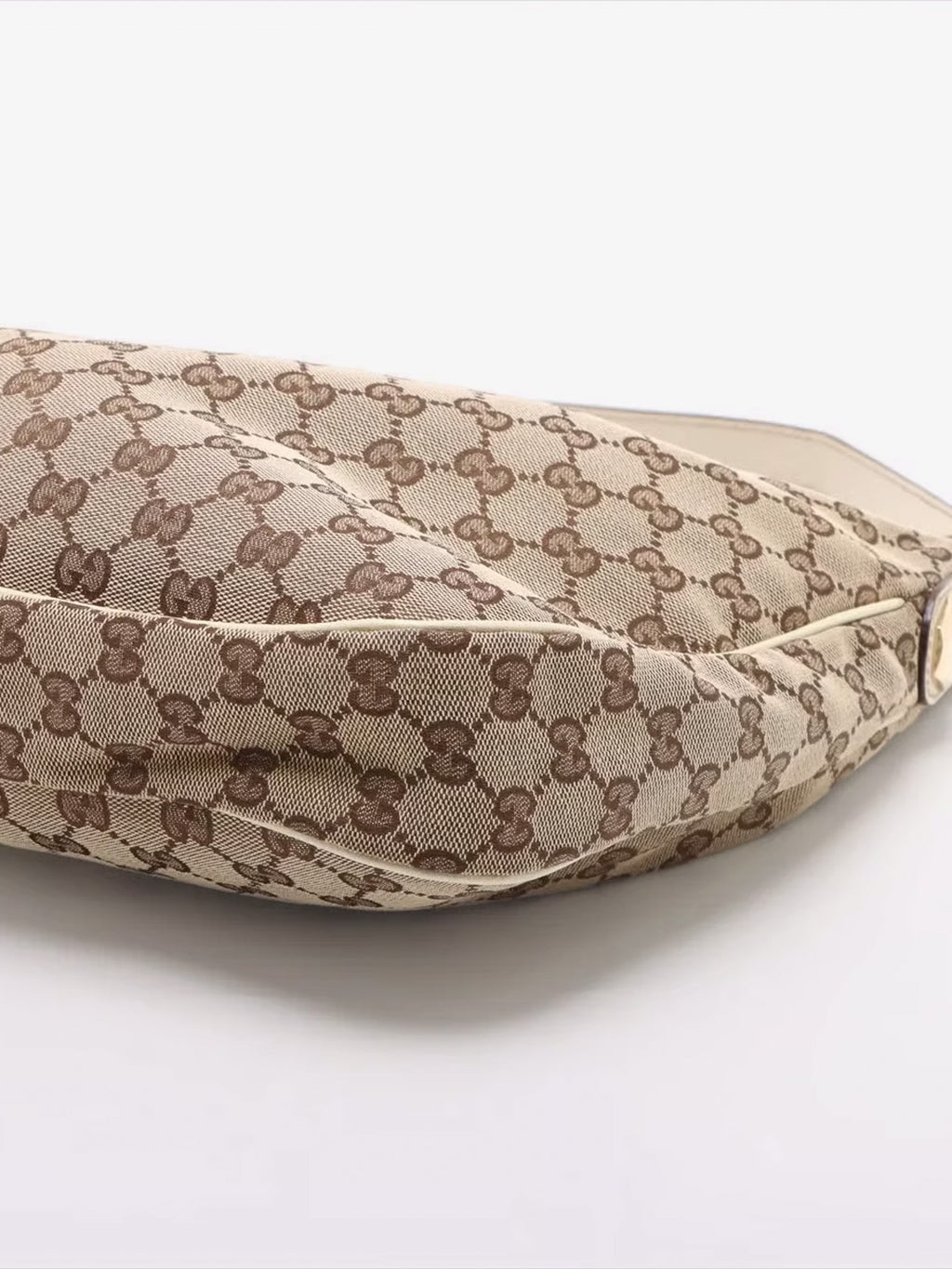 Gucci Charmy hobo bag, GG canvas and leather, beige and white