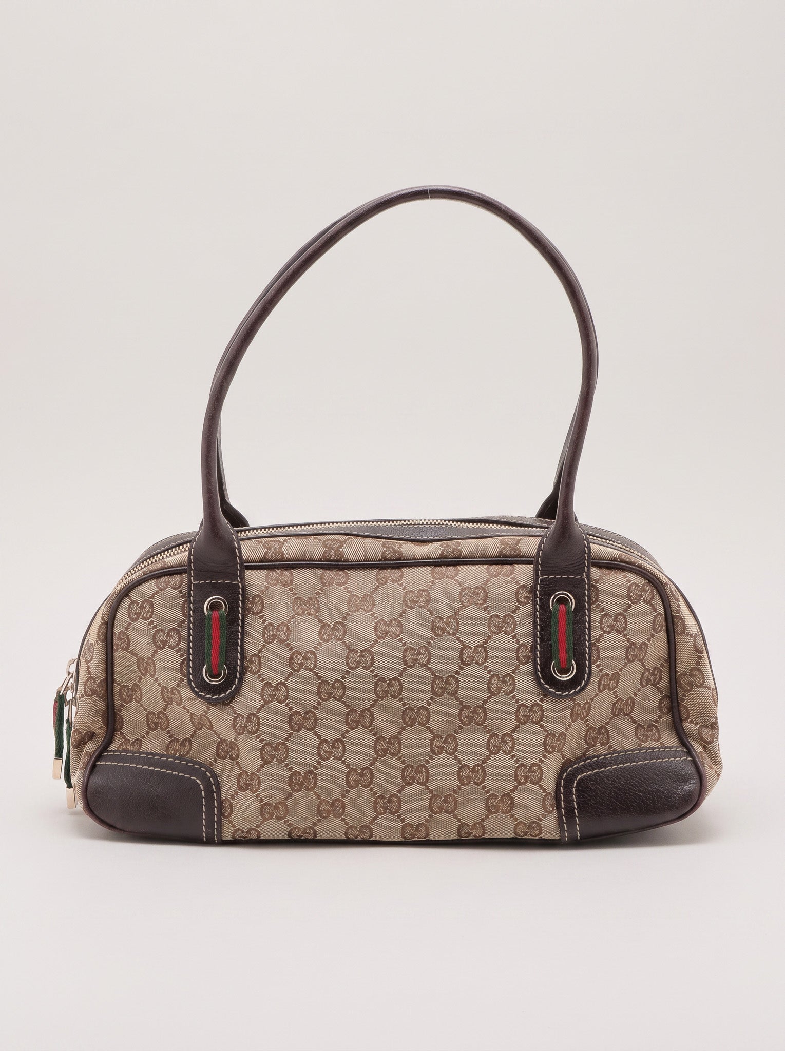 Torebka Gucci Princy Boston vintage, GG canvas i skóra, Sherry Web