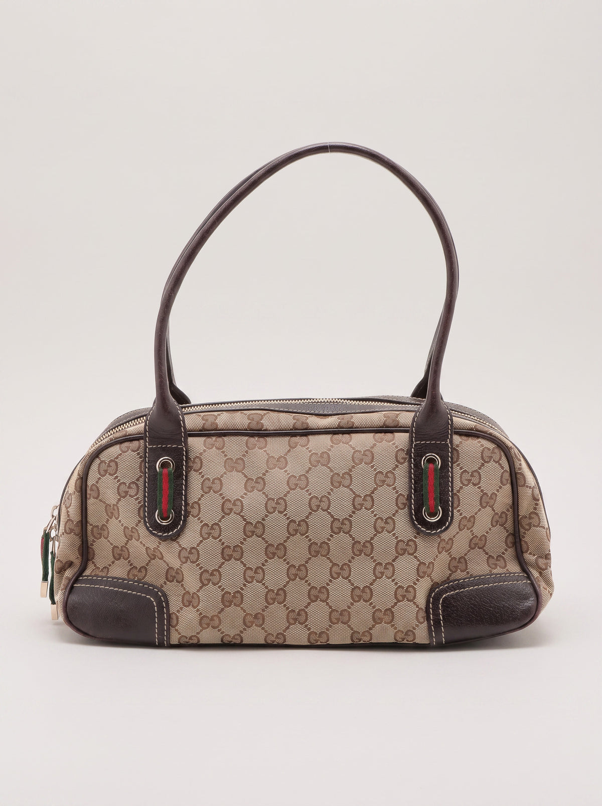 Torebka Gucci Princy Boston vintage, GG canvas i skóra, Sherry Web