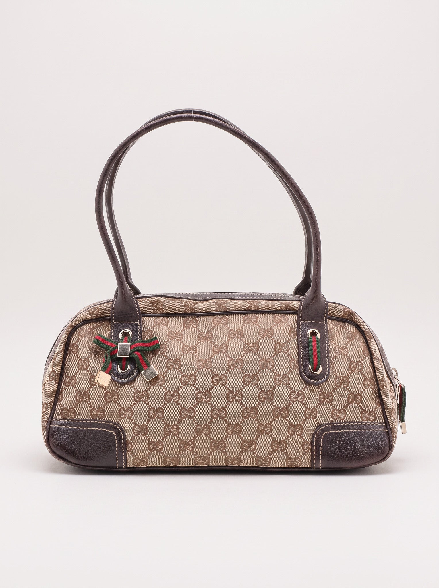 Torebka Gucci Princy Boston vintage, GG canvas i skóra, Sherry Web