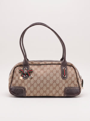 Torebka Gucci Princy Boston vintage, GG canvas i skóra, Sherry Web