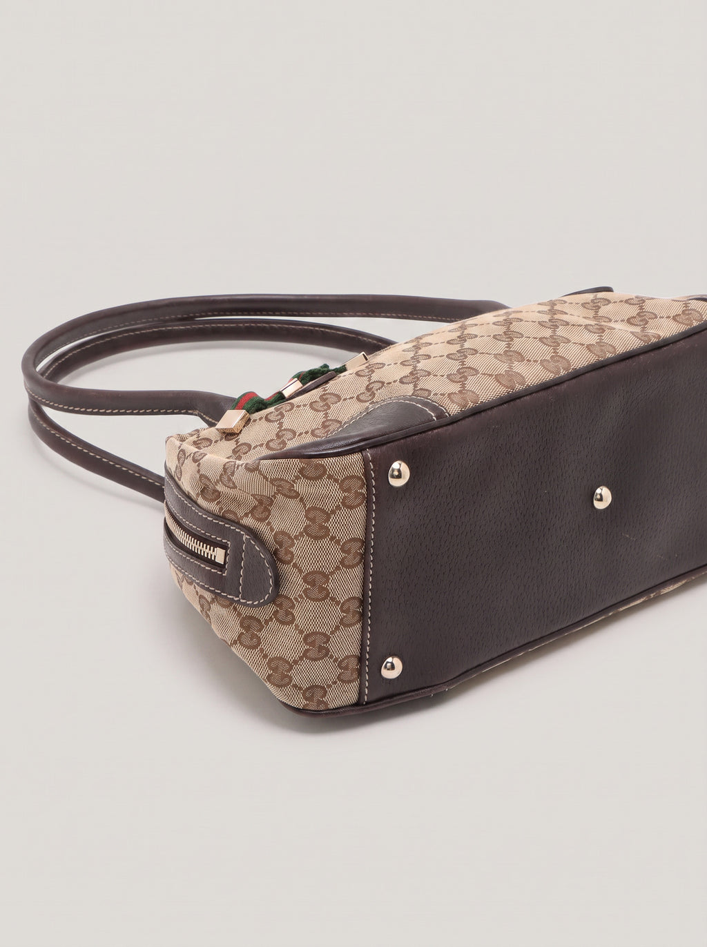 Torebka Gucci Princy Boston vintage, GG canvas i skóra, Sherry Web