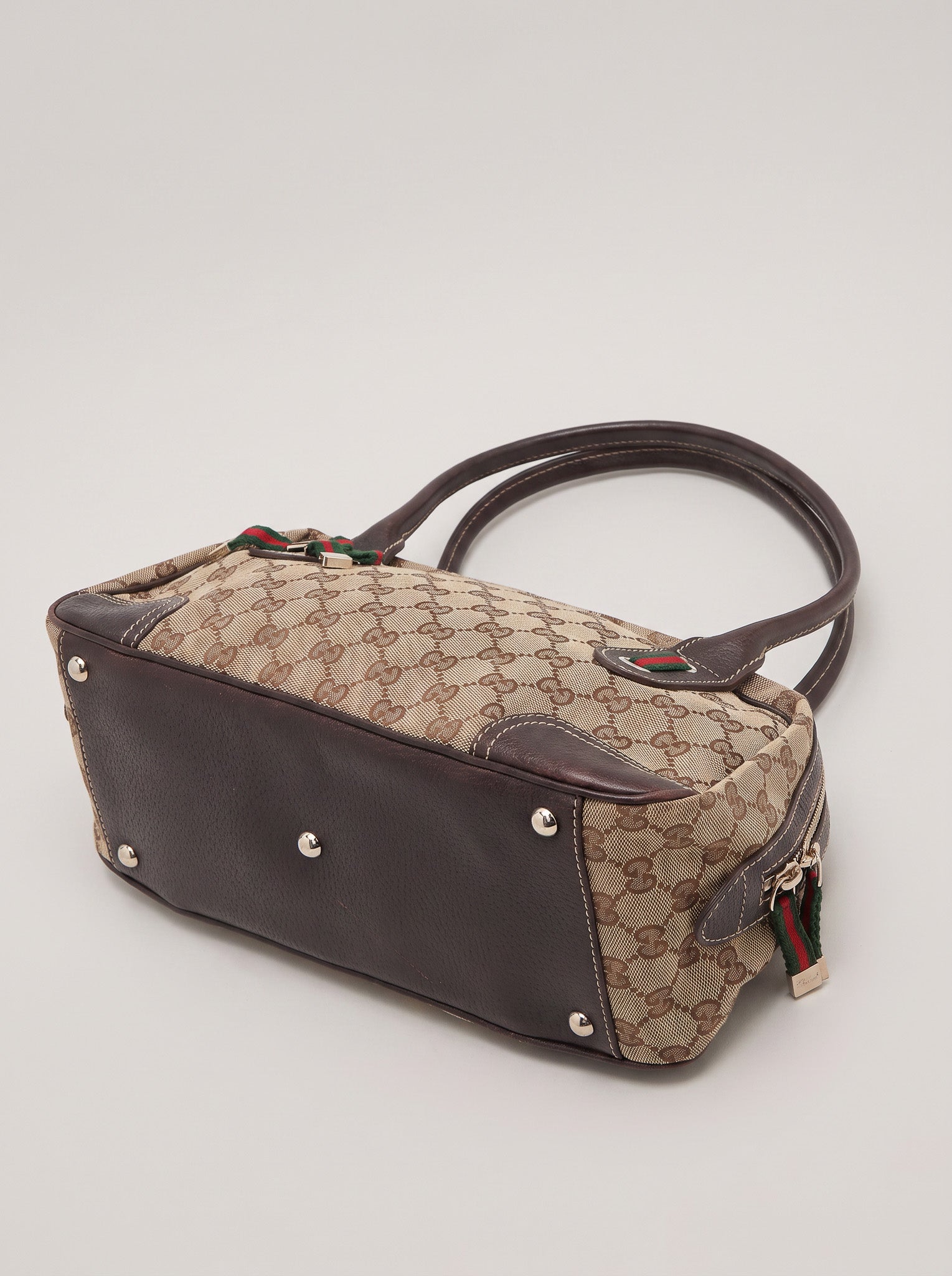 Torebka Gucci Princy Boston vintage, GG canvas i skóra, Sherry Web