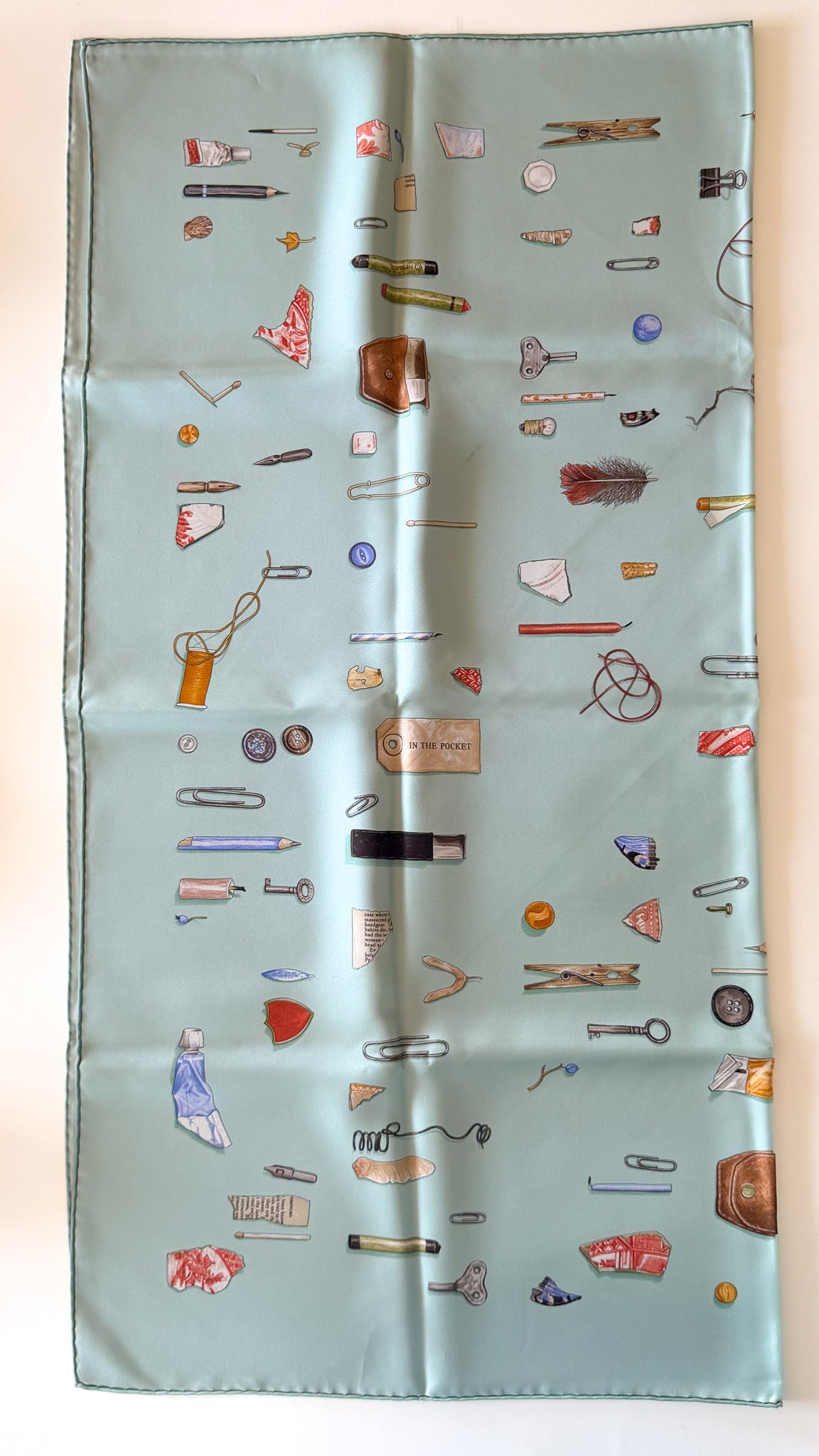 Hermès In The Pocket scarf – aquamarine blue, 90 cm