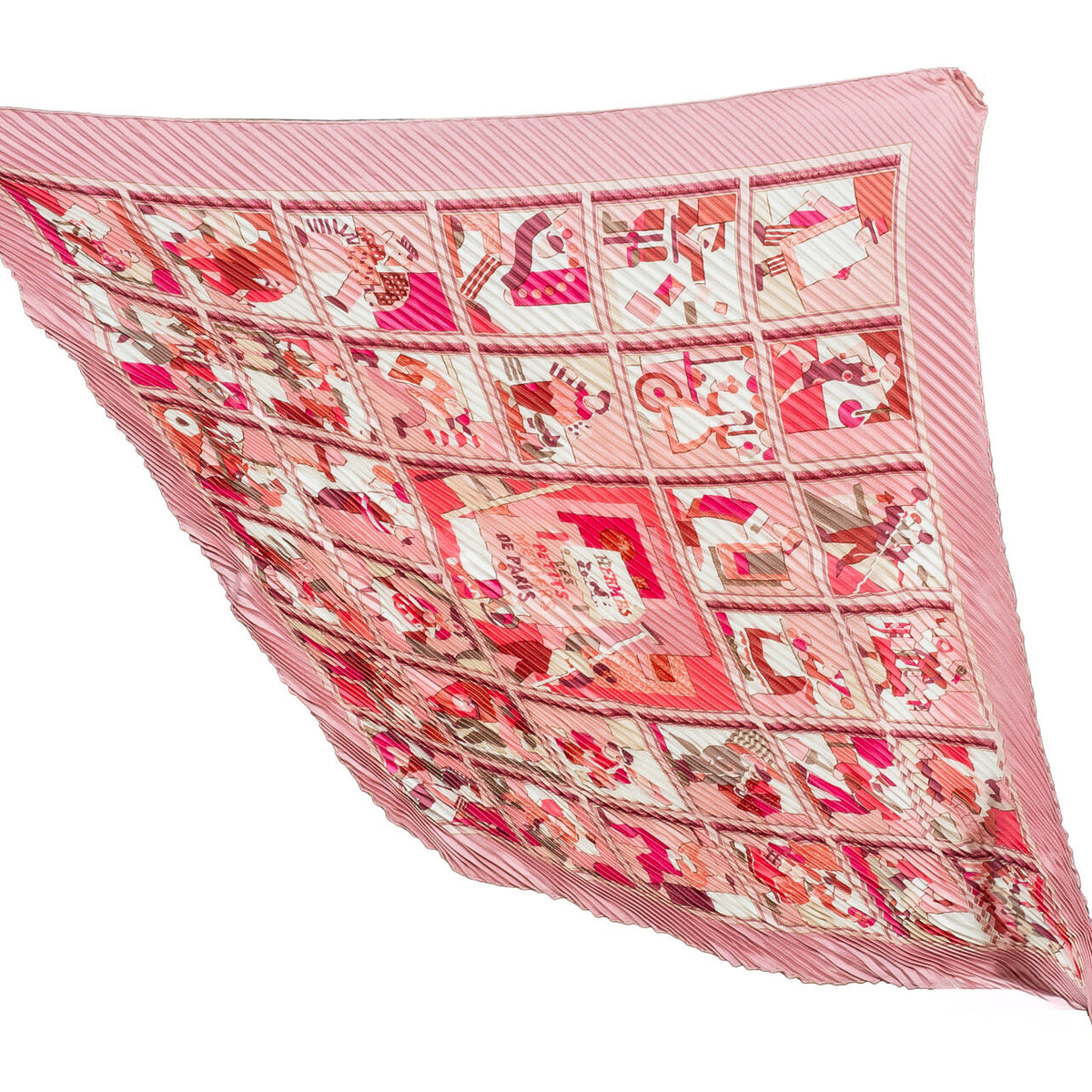 Hermès Les Petits Métiers de Paris scarf, pleated, pink, 90 cm