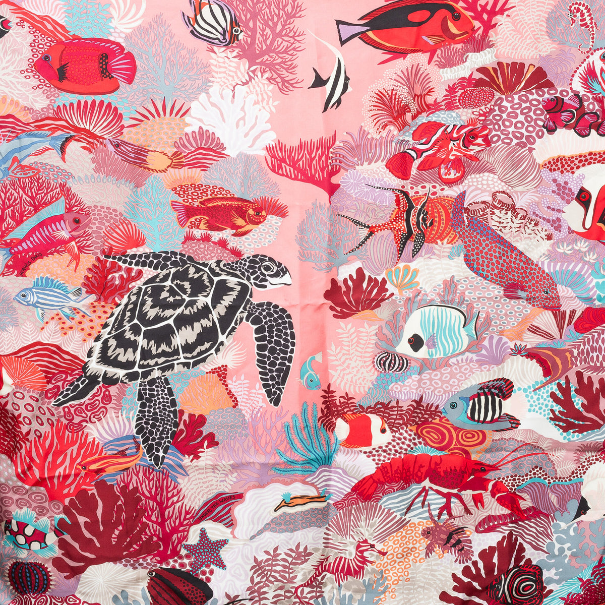 Hermès Under the Waves scarf – red, Great Barrier Reef, 90 cm