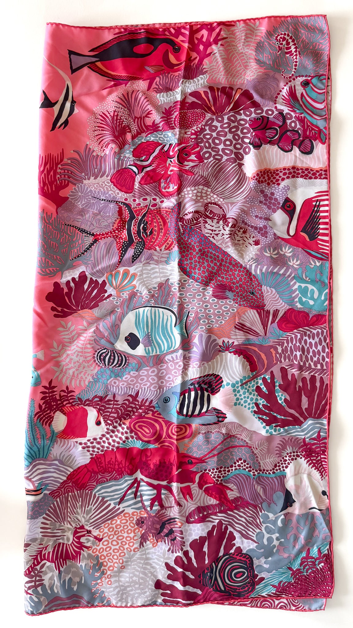 Hermès Under the Waves scarf – red, Great Barrier Reef, 90 cm