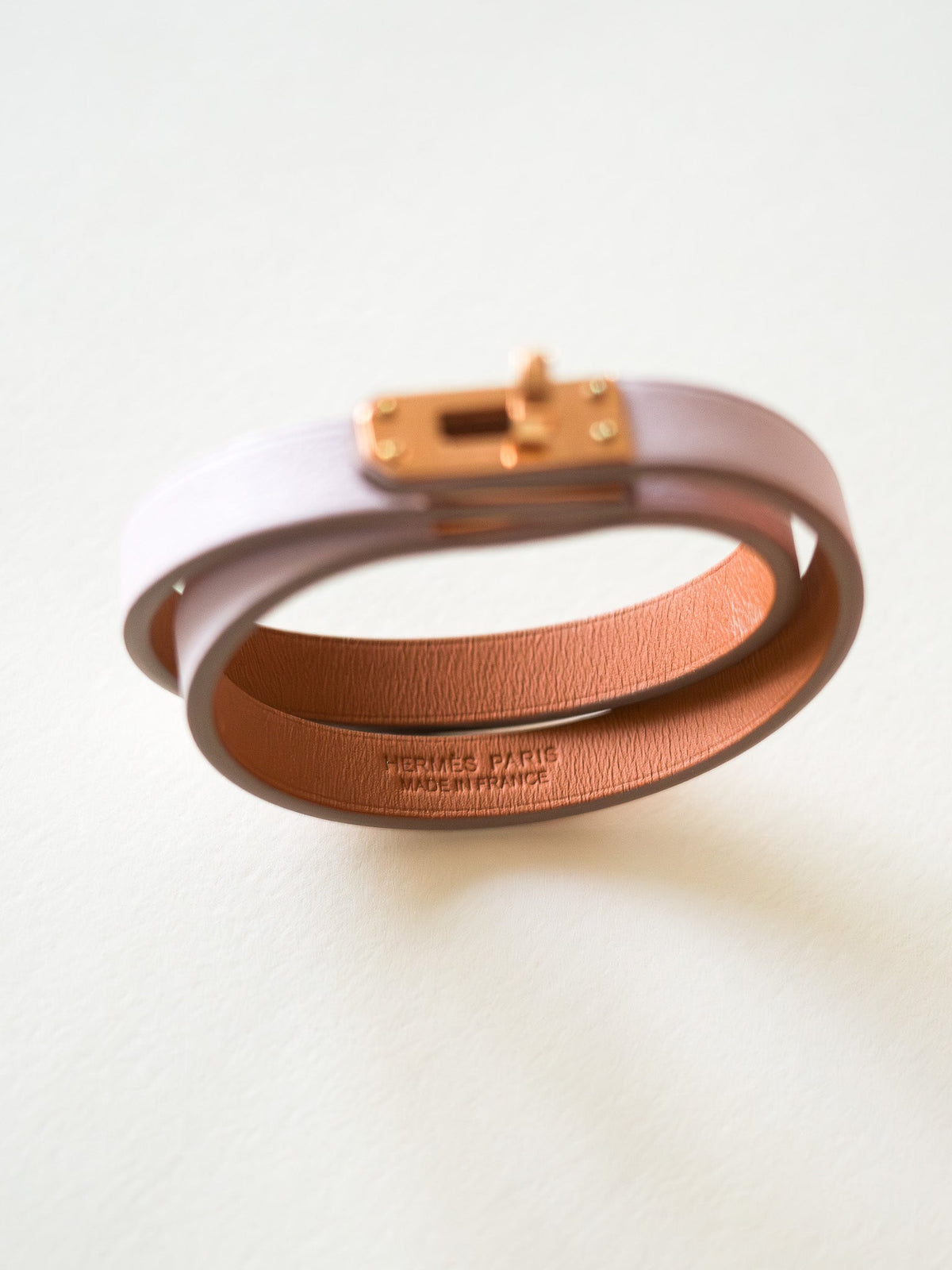 Hermès Kelly Double Tour Rose Gold Mauve Pâle bransoletka Hermès