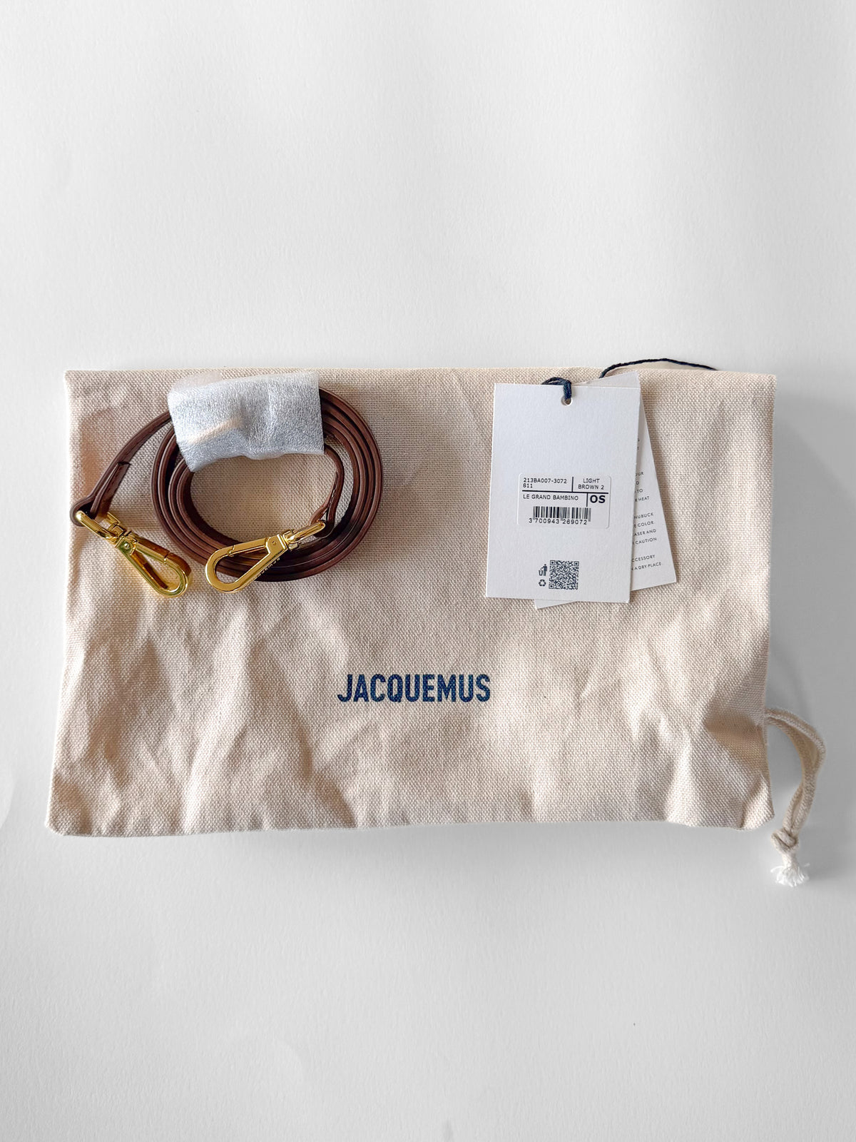 Jacquemus Le Grand Bambino bag, light brown calf leather, unused