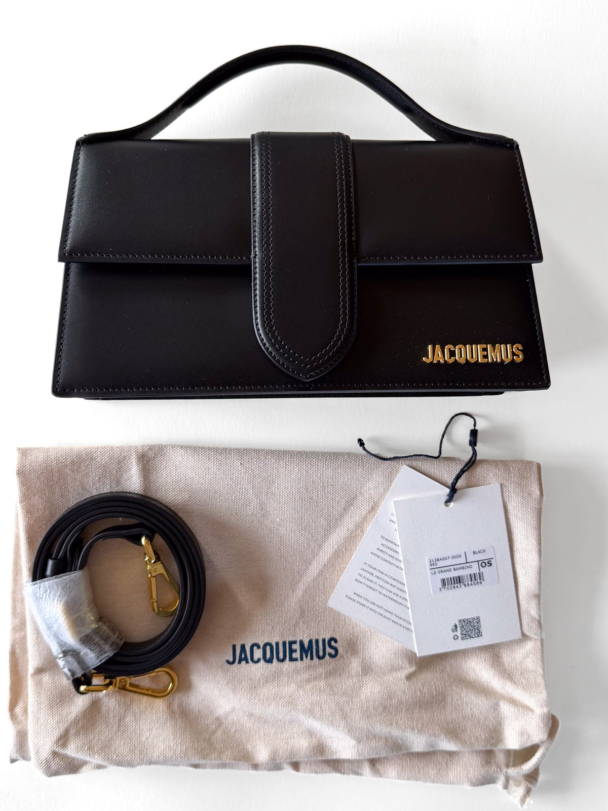 Jacquemus Le Grand Bambino bag, black leather, unused
