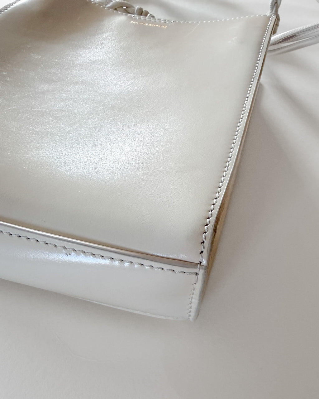 Sac Jil Sander Tangle Small – cuir blanc, bandoulière nouée à la main