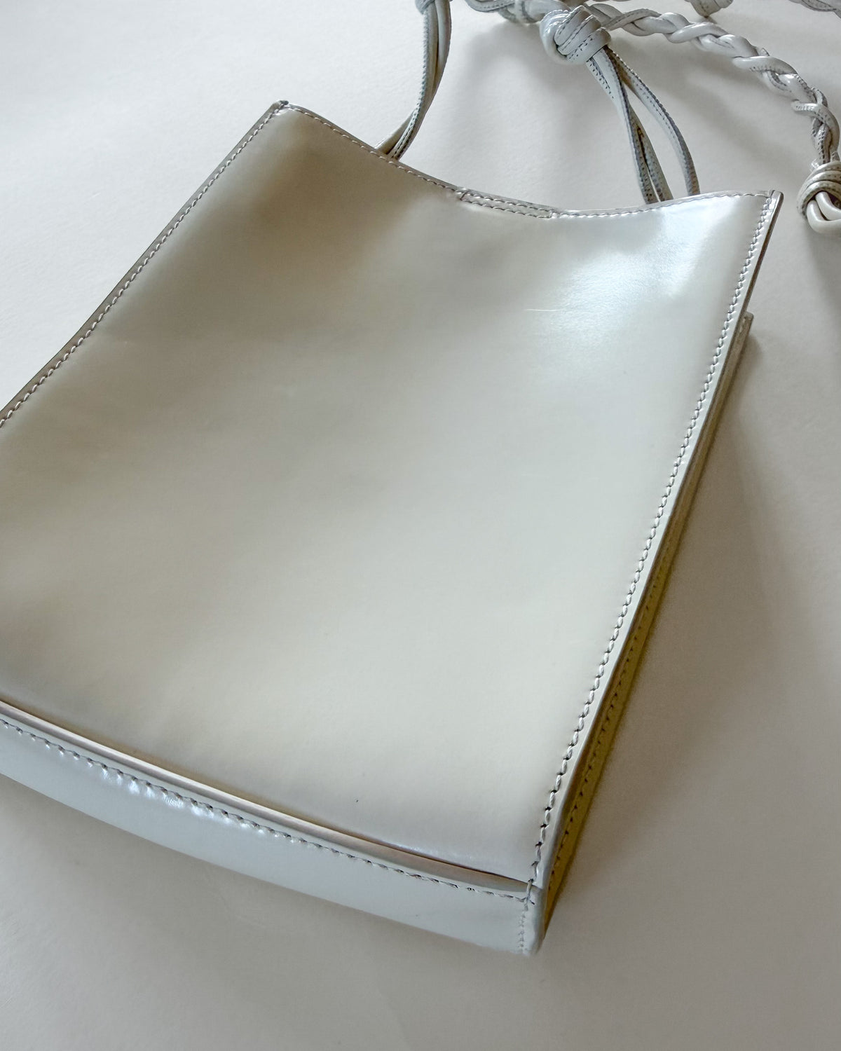 Torebka Jil Sander Tangle Small – biała skóra, wiązany pasek