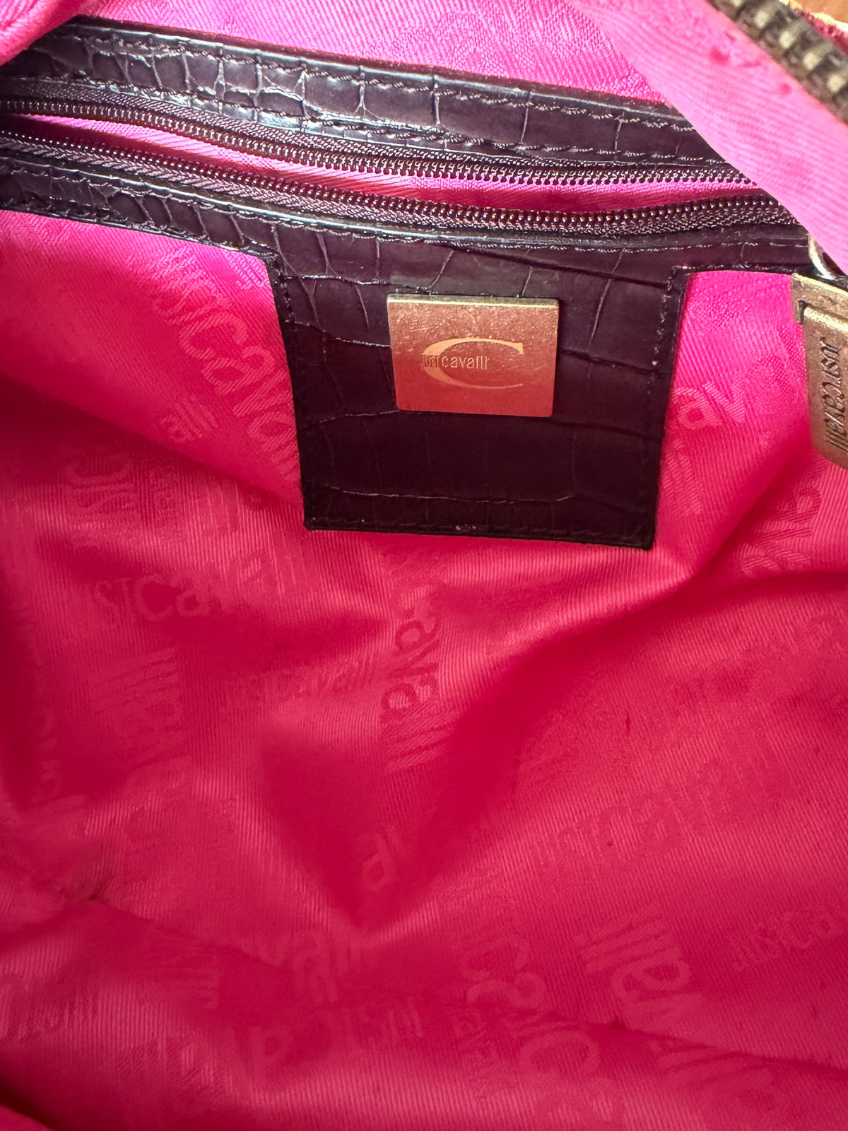 Just Cavalli 2000s vintage shoulder bag, floral embroidered velvet