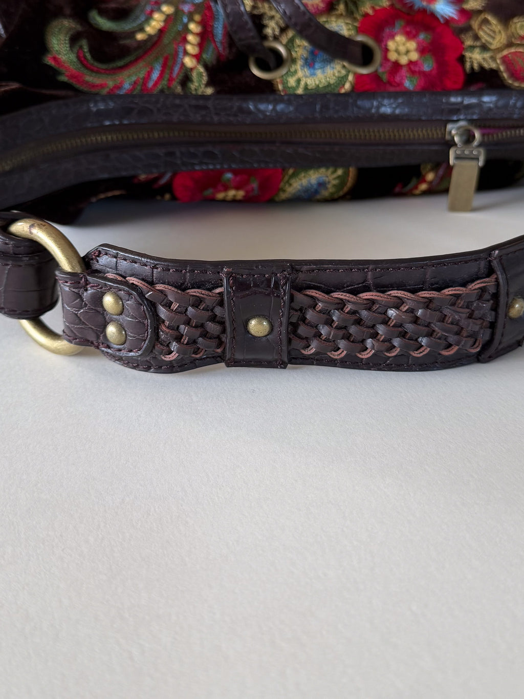 Just Cavalli 2000s vintage shoulder bag, floral embroidered velvet