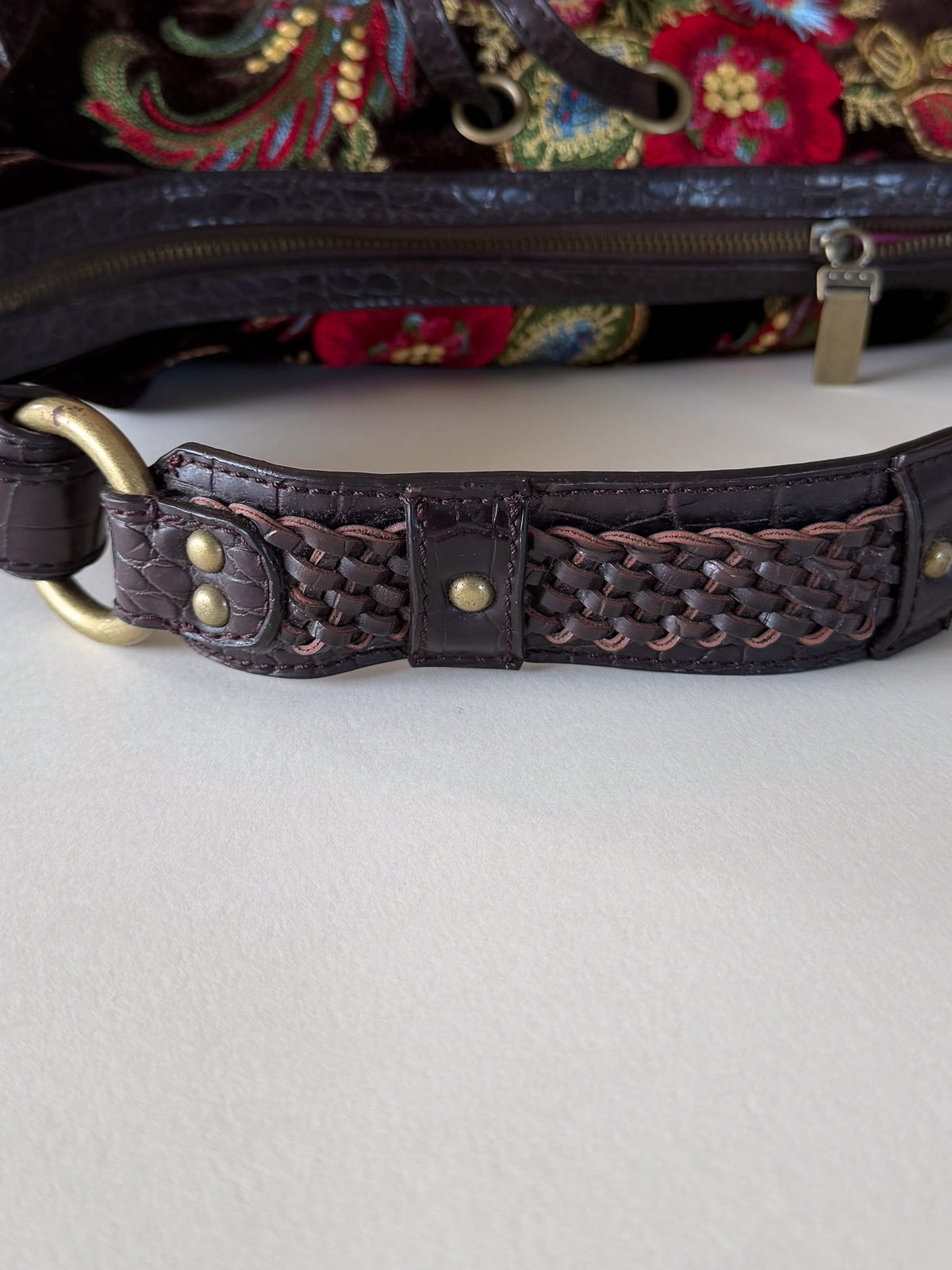 Just Cavalli 2000s vintage shoulder bag, floral embroidered velvet