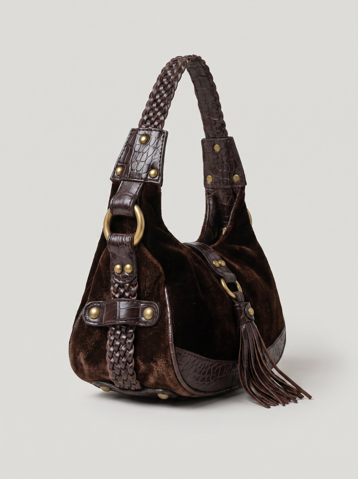 Torebka vintage Just Cavalli 2000s, welur z haftem kwiatowym