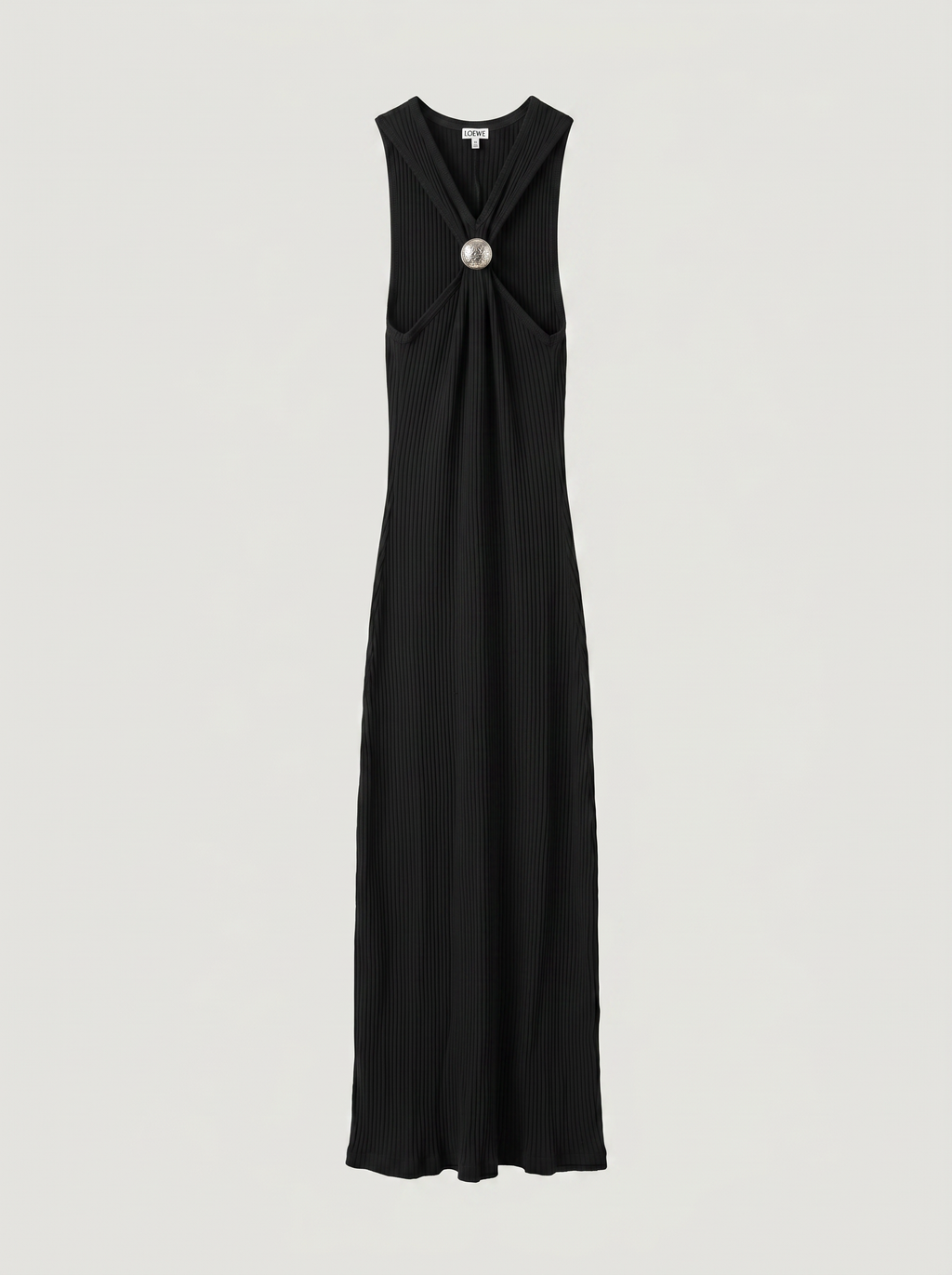 Robe Loewe Anagram – jersey côtelé noir, midi, taille S