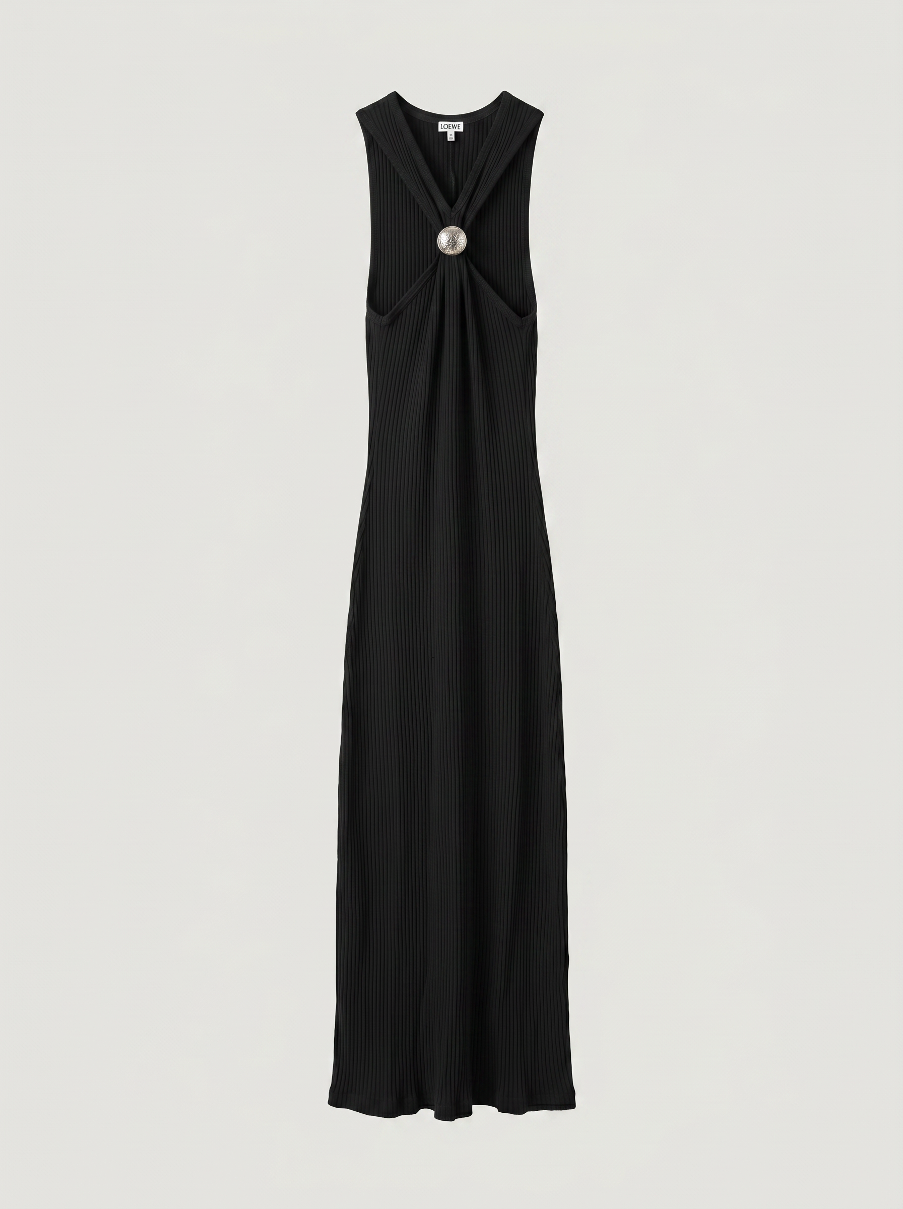 Robe Loewe Anagram – jersey côtelé noir, midi, taille S