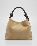 Sac Loewe Flamenco Knot hobo, daim camel