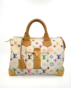 Louis Vuitton x Takashi Murakami Speedy 30 Multicolore White Monogram