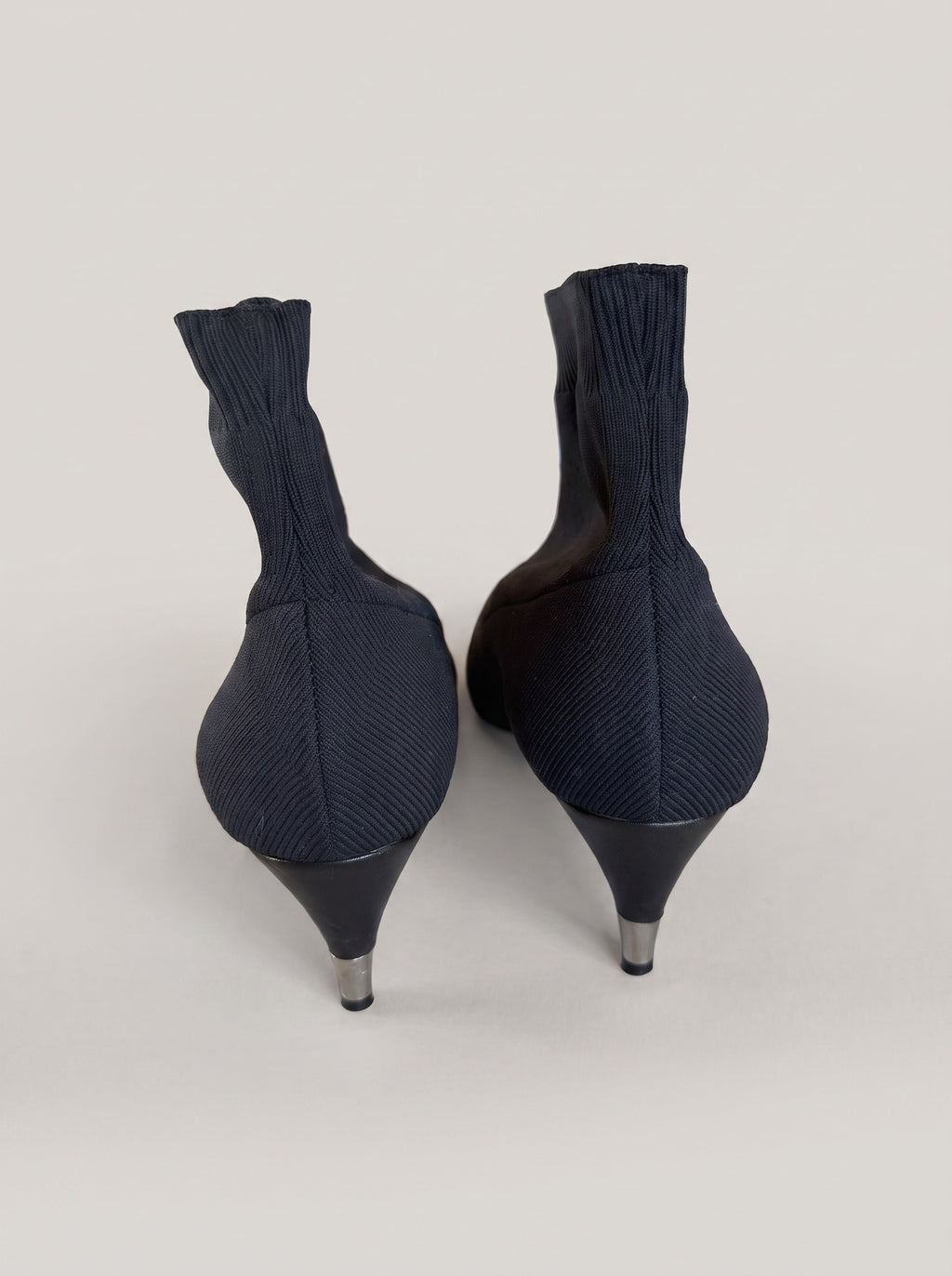 Prada stretch knit nylon ankle boots, black, size 38
