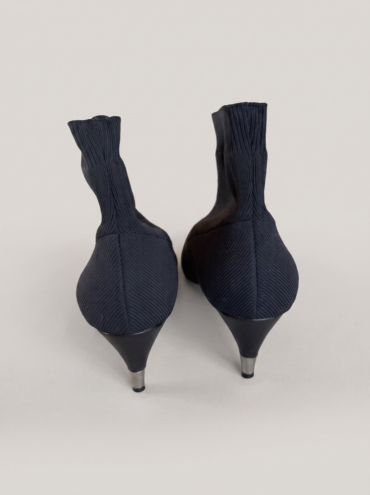 Prada stretch knit nylon ankle boots, black, size 38
