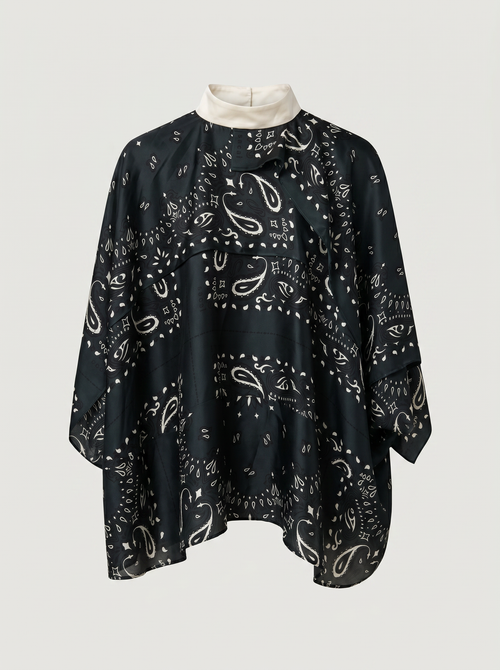 Sacai Resort 2022 cape blouse – silk, bandana print, one size