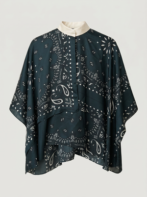 Bluzka-peleryna Sacai Resort 2022 – jedwab, bandana print, one size