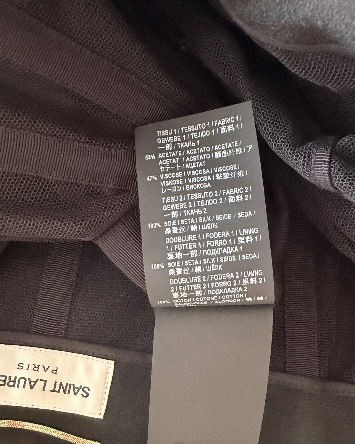 Robe Saint Laurent par Anthony Vaccarello – asymétrique, noire, taille 38