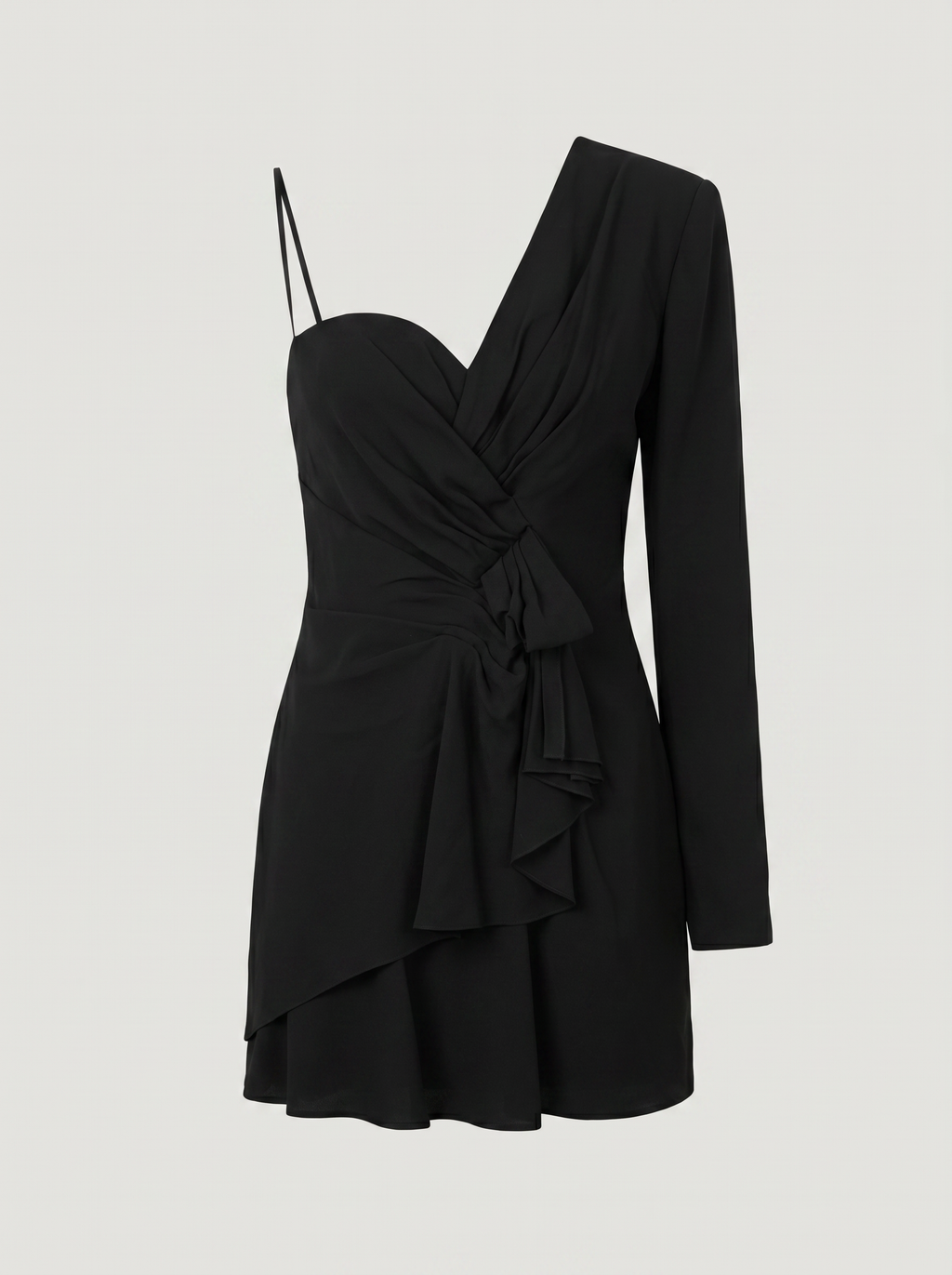 Robe Saint Laurent par Anthony Vaccarello – asymétrique, noire, taille 38